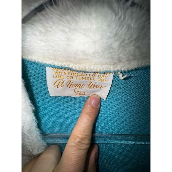 Vintage Sears Blue Plush Belted Robe 60s-70s Retro Style‎ SMALL Fuzzy cute Furry - Picture 2 of 6